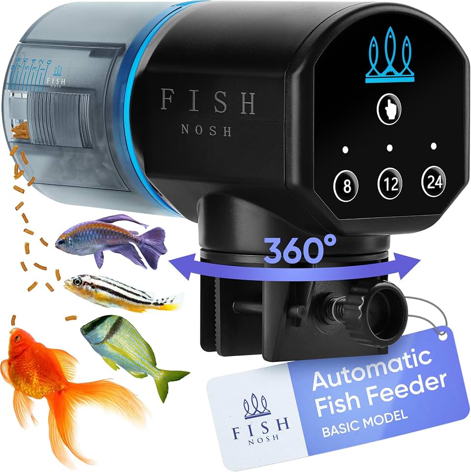 FISHNOSH Automatic Fish Feeder for Aquarium - New Generation 2026, Auto Food Dispenser with Timer for Small Tank, Big Aquariums &amp; Pond, Model-ML