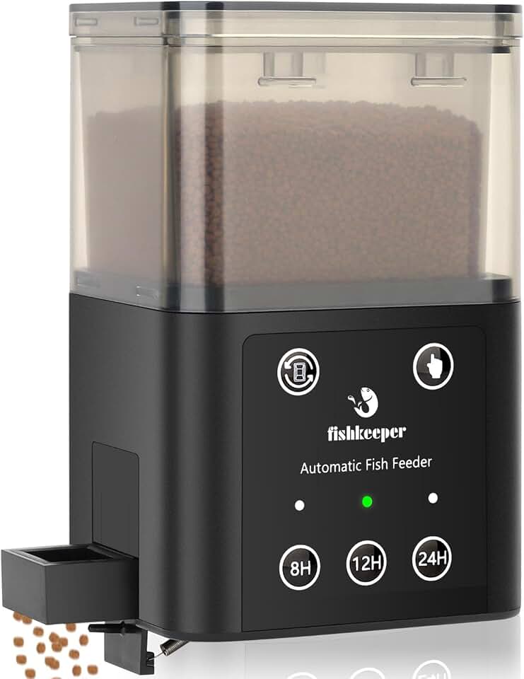 fishkeeper Automatic Fish Feeder for Aquarium, 320ML, 8H/10H/24H Timer | 3-6 Months Large Capacity Vacation Fish Feeder Automatic Dispenser for Betta, Turtle and Small Fish, Three Fixed Methods