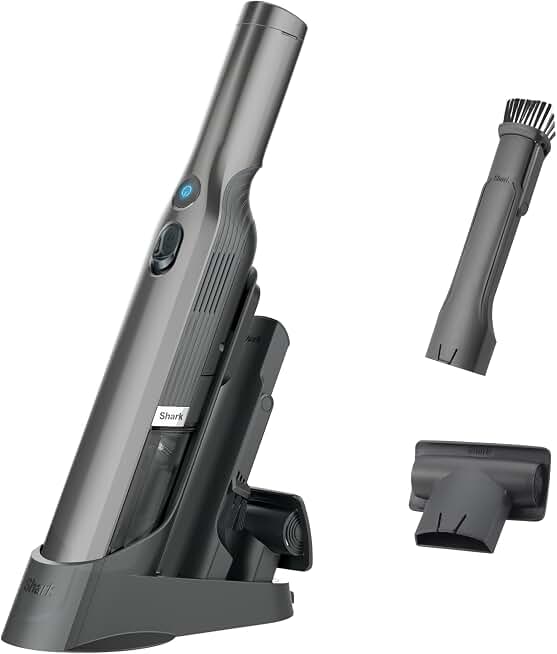 Shark WV201 WANDVAC Handheld Vacuum, Lightweight at 1.4 Pounds with Powerful Suction, Charging Dock, Single Touch Empty and Detachable Dust Cup,Graphite, Slate