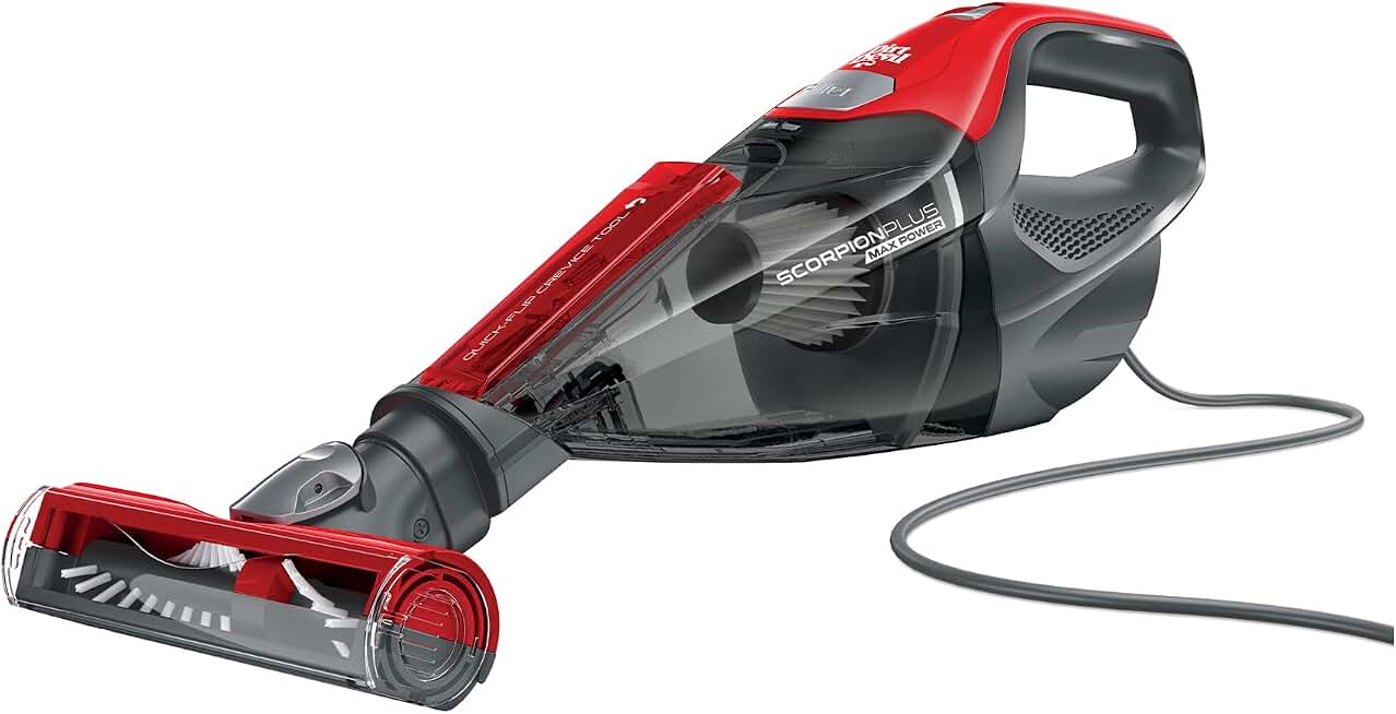Dirt Devil Scorpion Plus Handheld Vacuum, Powerful Suction, Lightweight | Includes Pivoting Stair and Upholstery Tool, Hose and Dusting Brush, Corded Portable Vacuum
