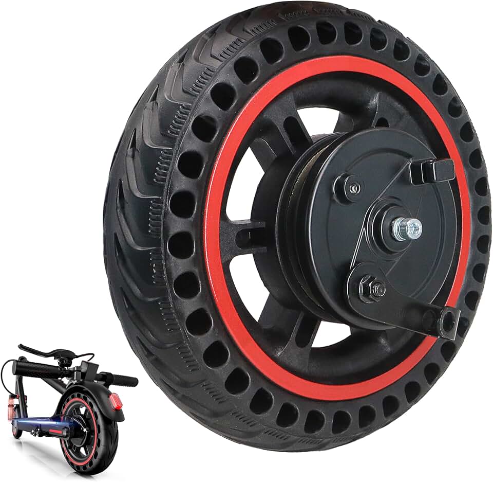 8.5'' Electric Scooter Replacement Wheel – Solid Tire with Hub &amp; Drum Brake | Specially designed for 8.5" DRUM BRAKE Escooter – Fits VOLPAM Q1, MAXSHOT V1, V7, Joyhis: JS03, JS01, NAVIC T3, T5