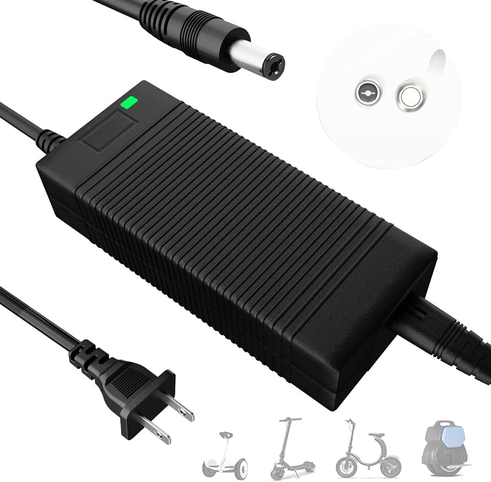EVAPLUS 54.6V Safe Charger for 48V Lithium Batteries, UL Certified | Smart Charger for Electric Bike &amp; Scooter, Auto Shut-Off, 5.5mm x 2.5/2.1mm Connector