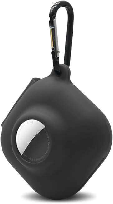 Silicone Case for Beats Fit Pro in-Ear Bluetooth Earbuds with Airtag Holder, Premium Soft Skin Cover Shock-Absorbing,Anti-Scratch Protective Case with Keychain (Black)