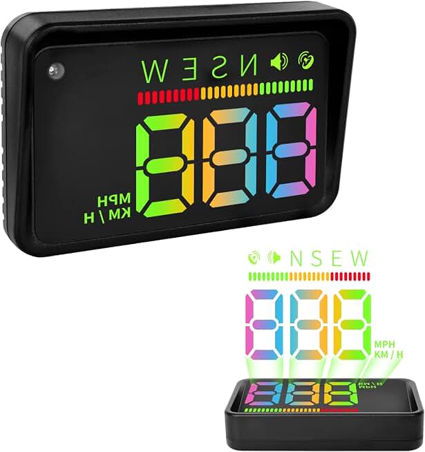Heads up Display for Cars, Car HUD, GPS Speedometer,Head up Display for Car | USB(5V) Plug &amp; Play,Automatic Brightness Adjustment,Speeding Alert,10Hz Refresh,High Precision Satellite Positioning