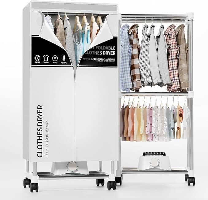 Clothes Dryer, Portable Drying Machine with Timer, 60inch Laundry Drying Wardrobe with Large Capacity, Electric Dryer/Rack for Home | Appartments (Grey TL6)