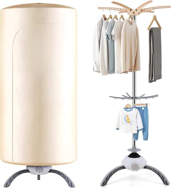 Portable Clothes Dryer, 900W Fast Drying &amp; Large Load Capacity for Laundry and Shoes - Compact Mini Dryer Machine for Travel, Apartments, RV, Dorm Beige