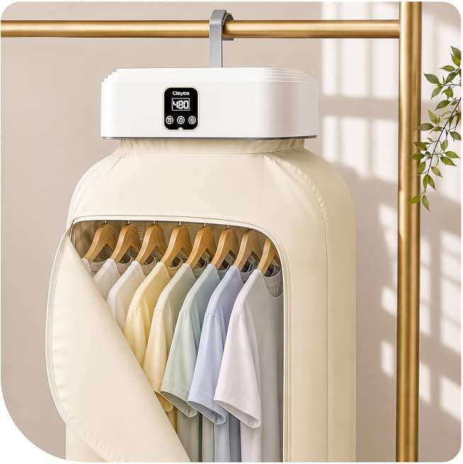 Portable Clothes Dryer, 600W Foldable Mini Dryer with 8 Timer Settings | Portable Dryer for Clothes with Overheat Protection &amp; Quiet Operation, Hanging Design for Apartments, Dorms, RVs &amp; Travel