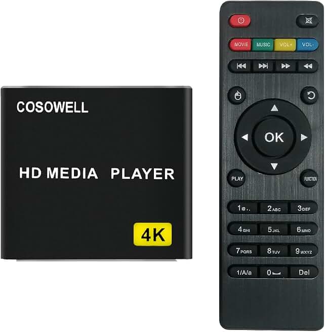 4K Ultra-HD USB and SD Media Player, 4K HDMI, Digital Signage | Plays H.265/HEVC H.264/AVC MP4 MKV Videos MP3 Music JPG Photos, Reads 8TB Drives, Autoplay, Looping, Resume, Analog AV