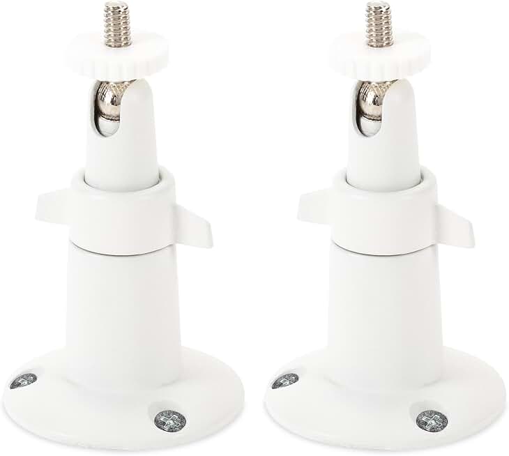 Wasserstein Adjustable Metal Wall Mount for Arlo Essential 3rd Gen/2nd/1st/Go 2/Arlo Pro (6th Gen)/Pro 5S 2K/Pro/4/3/Ultra (3rd Gen)/Ultra 2/Ultra &amp; Ring Stick Up Cam (Battery/Plug-In) (2-Pack, White)
