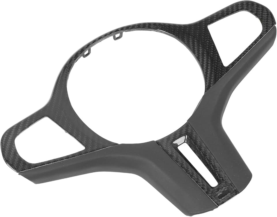 Generic Carbon Fiber Steering Wheel Frame Replacement Trim Cover, Dry Carbon Fiber Leather Steering Wheel Panel Trim, Glossy 3K Twill for M2 G87 M3 G80 M4 G82 G83 Drivers (Without Heating Button)