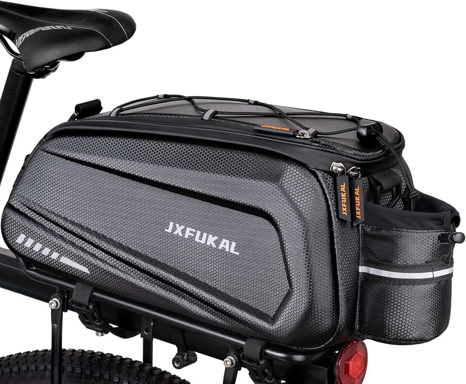 JXFUKAL Bike Bags for Bicycle Rear Rack - 9.5L/17L/40L Hard Shell Ebike Bag | Waterproof Reflective Bike trunk Pannier Saddle Seat Carrier, with Rain Cover &amp; Shoulder Strap, for Commuter Travel Outdoor