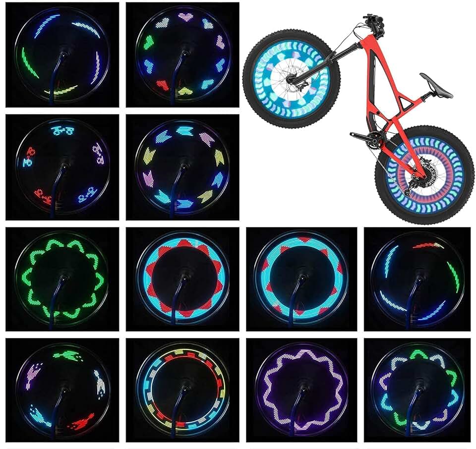 Bike Wheel Lights (2 Pack) - Waterproof LED Bicycle Spoke Tire Lights - 30 Different Patterns Change - Bike Accessories - Black