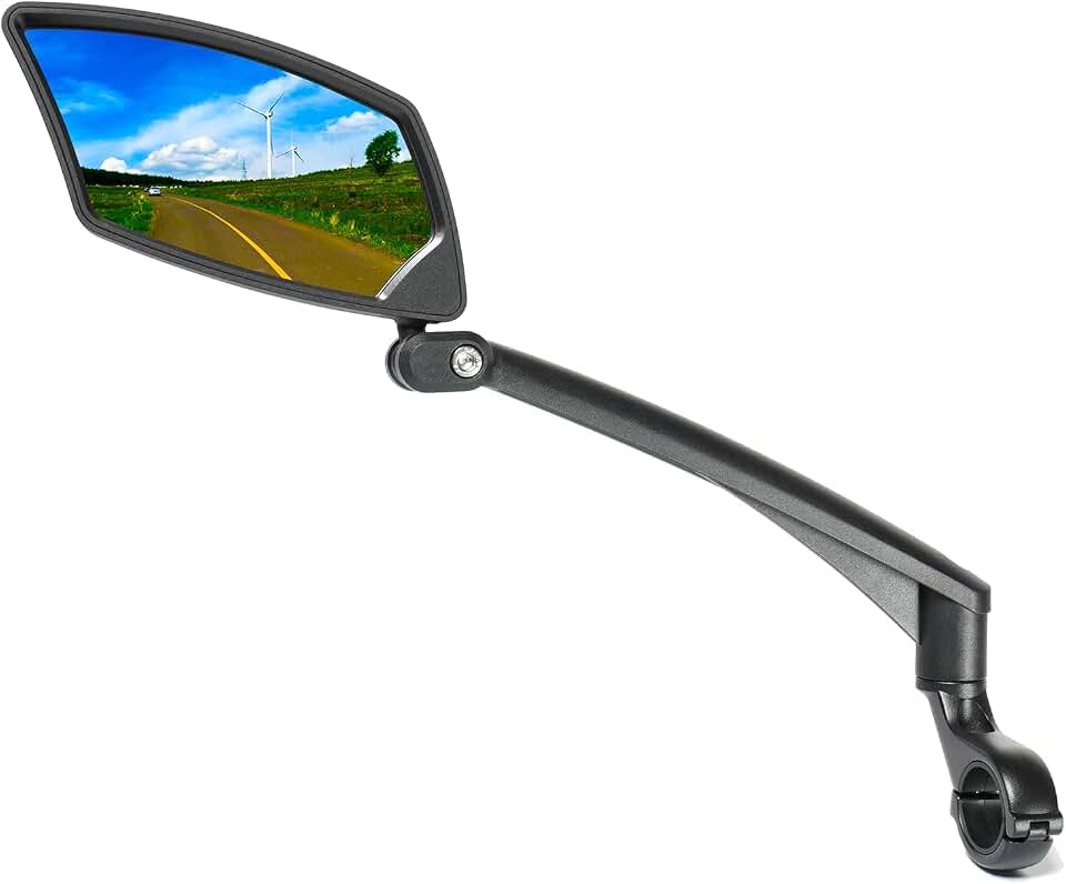 BriskMore Handlebar Bike Mirror - Crystal Clear HD Glass, 360° Adjustable&amp;Foldable Mirror for Safe Riding, Wide Angle Rearview for E-Bikes, Mountain Bikes &amp; Scooters,Bicycle Mirror
