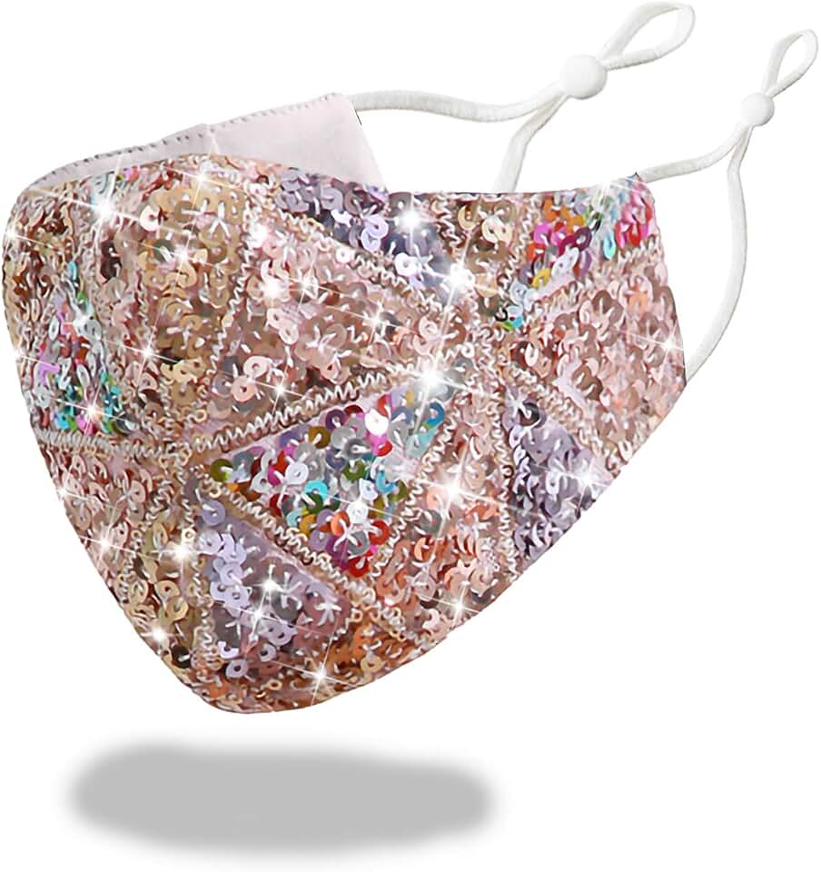 Sparkly Sequin Face Cover Glitter Cotton Sequins Masc Masquerade Face Covering
