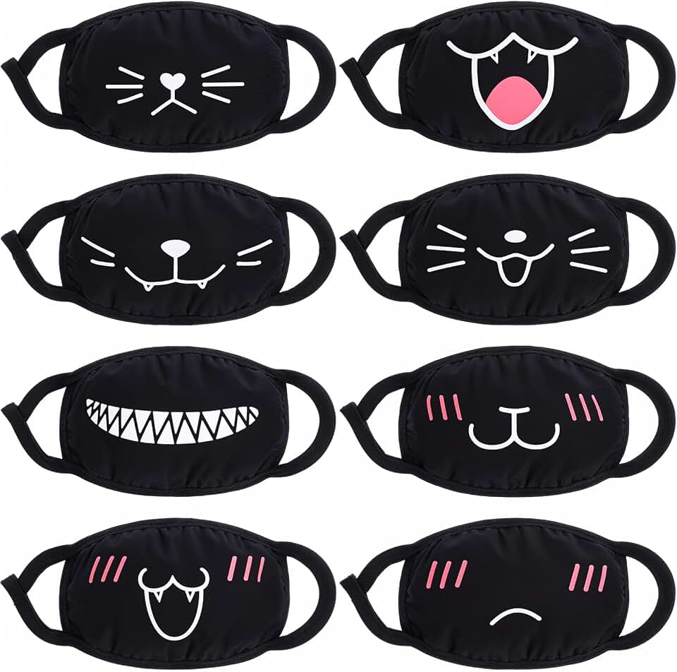 Cute Cat Face Mask, Kawaii Cotton Mouth Masks Reusable Washable Face Mask Anti-Dust Anime Masks for Women Men