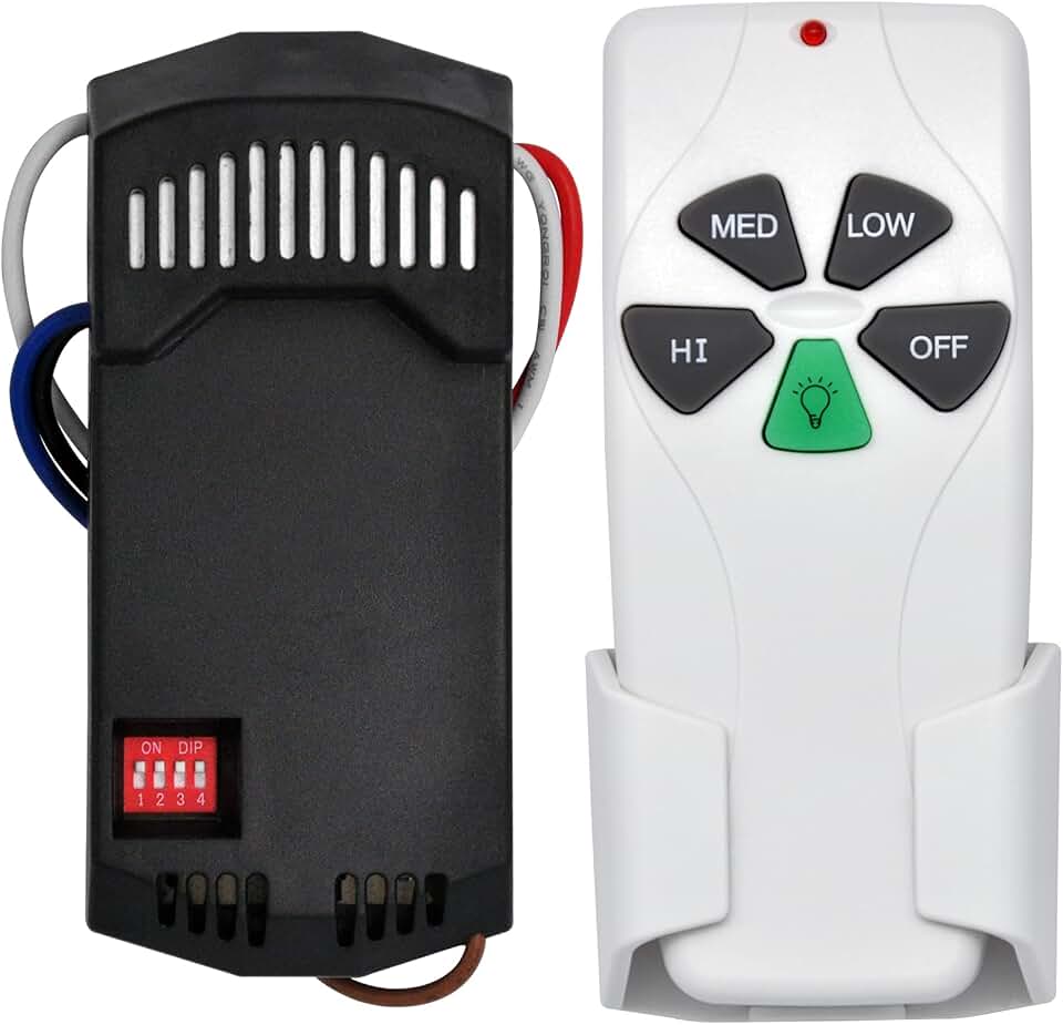 CENMING Universal Ceiling Fan Remote Control Kit Replacement for Harbor Breeze Hampton Bay Hunter Litex, with FAN28R Receiver 3-Speed Light Dimmer, for 2AAZPFAN53T FAN-53T 11T KUJCE9103 UC7030T