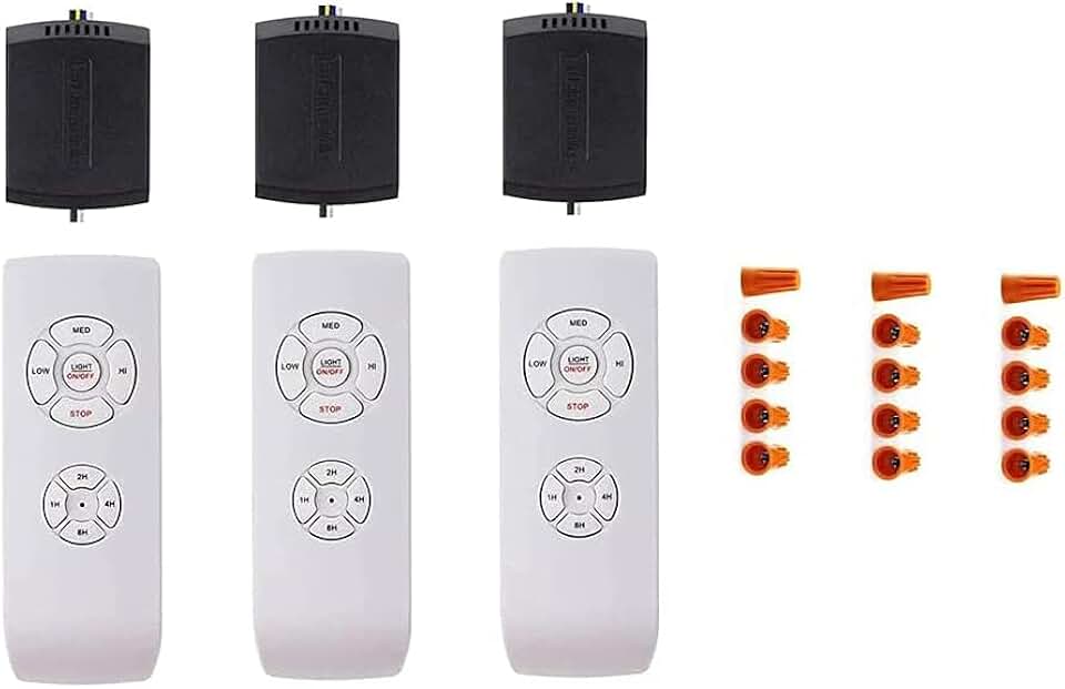 3 Pack Universal Small Size Ceiling Fan Remote Control Kit, Mini Wireless Remote Control and Receiver Kits for Ceiling Fan Lamp