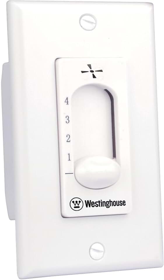 Westinghouse 7787200 Ceiling Fan Wall Control, White | Controls ceiling fan speed, Wall-mounted design, Easy installation, White finish, Replacement control