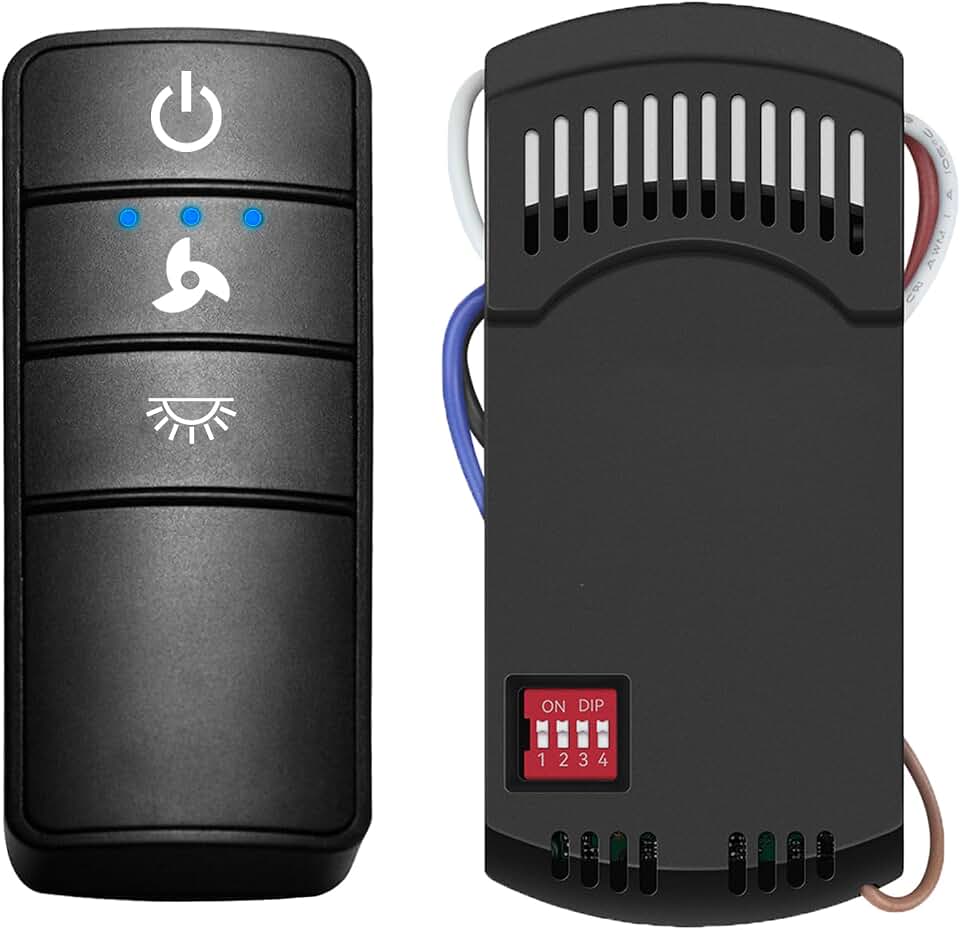 TR222A Universal Ceiling Fan Remote Control Kit Replacement for Hampton Bay | Hampton Bay Universal Fan Remote for Hunter,Harbor Breeze,Home Decorators,3-Speed, Light Dimming KUJCE10320,HD3,98130,TX028C