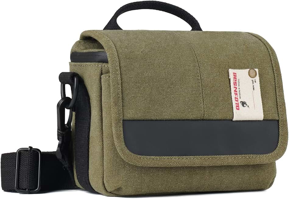 Besnfoto Camera Bag Small Crossbody Camera Shoulder Purse Compact Case | Retro Vintage Cavas Waterproof Sling Shockproof Photography Pouch Insert with Shoulder Strap for DSLR Mirrorless Women Men Global Recycled Standard
