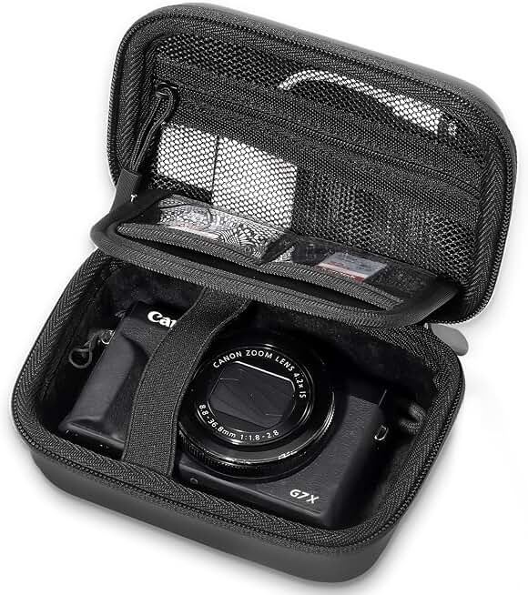 ProCase Hard Shell Digital Camera Case for Canon G7X Mark III -Black | Compact Small Cameras Travel Carrying Storage Bag for Sony Cybershot, PowerShot SX740, Ricoh GR III, Kodak Pixpro