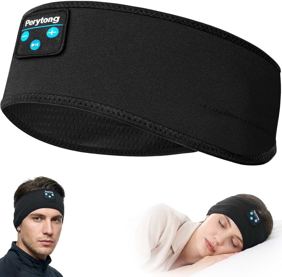 Perytong Sleep Headphones for Side Sleepers – 14Hrs Bluetooth Headband with Ultra-Thin HD Stereo Speakers, Detachable Washable Design, Wireless Music Headband for Insomnia, Meditation, Travel Global Recycled Standard
