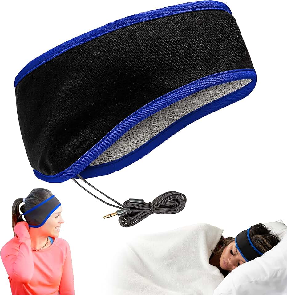 CozyPhones Sleep Headphones - Over Ear Headphones from Ultra Thin Cool Mesh Wired for Side Sleepers, Meditation, Running, Laptop, and Phone - Blue