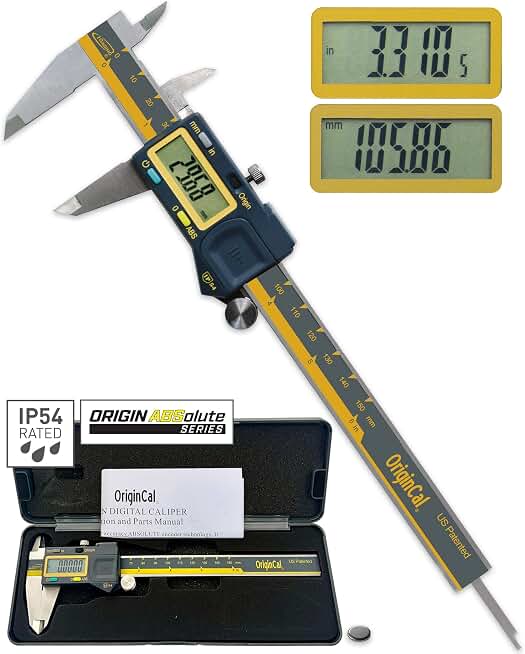 iGAGING Absolute Origin 0-6" Digital Caliper, IP54 Stainless Steel, SPC/USB Output Port, Inch &amp; Metric Modes, Case, Manual