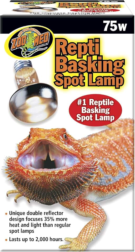 Zoo Med Basking Spot Lamp 75 Watts, 2 Pack | 75W basking bulbs focus heat and light for diurnal reptiles