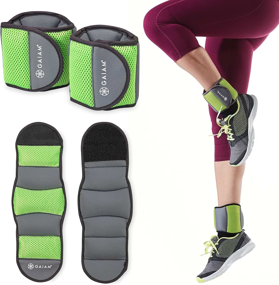 Gaiam Ankle Weights, Wearable Bracelet to Strengthen, Tone &amp; Sculpt, Adjustable Ankle Weights for Women &amp; Men for Yoga, Dance, Pilates, Barre, Cardio, Home &amp; Gym Use