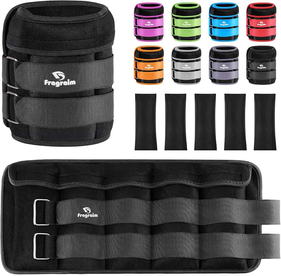 Fragraim Adjustable Ankle Weights 1-3/4/5/6/8/10/12/15/20 LBS Pair with Removable Weight for Jogging, Gymnastics, Aerobics, Physical Therapy