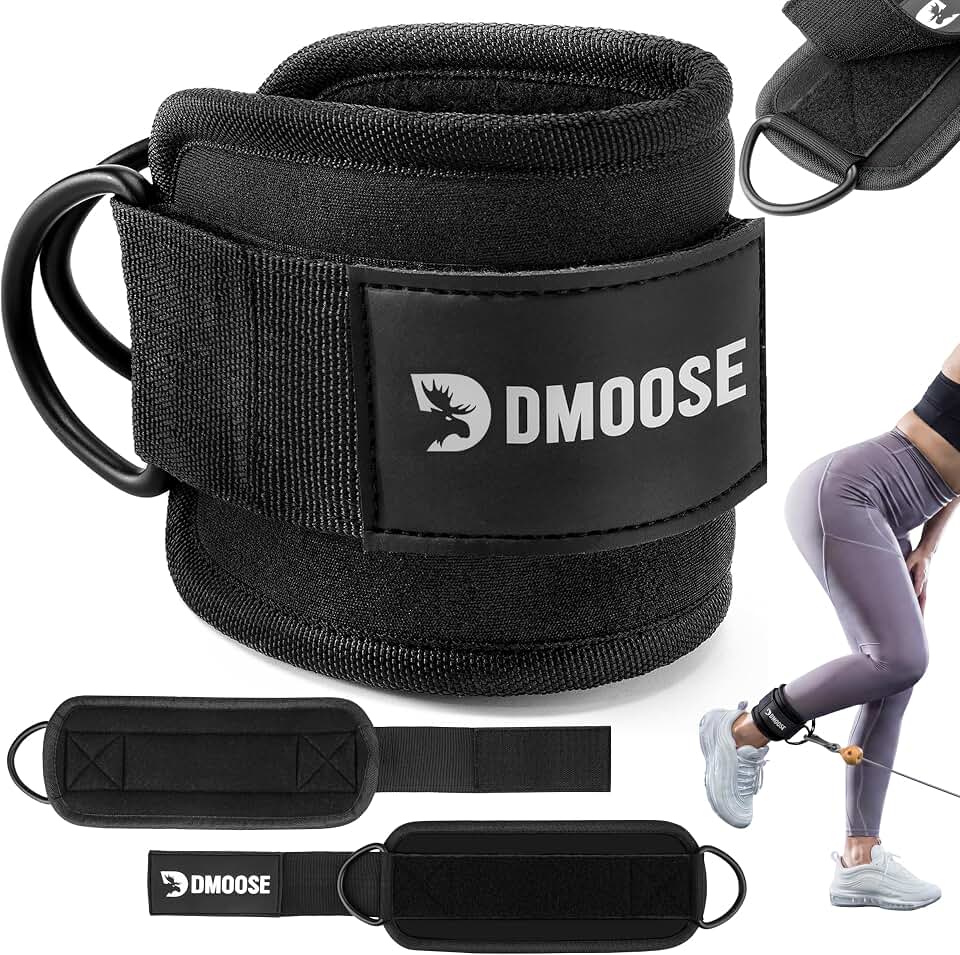 DMoose Ankle Strap for Cable Machine - One Size Fit with Premium Padding, Workout Kickback Ankle Cuffs, Ankle Bands for Working Out, Booty Workouts, Leg Extension, Hip Abductors &amp; Lower Body Exercises