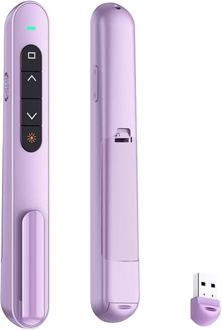 QUI Presentation Clicker with Volume Control, Wireless Presenter Remote | Plug &amp; Play 2.4GHz USB Slide Advancer Compatible with Mac/Windows, Works with PowerPoint, Keynote, and Google Slides