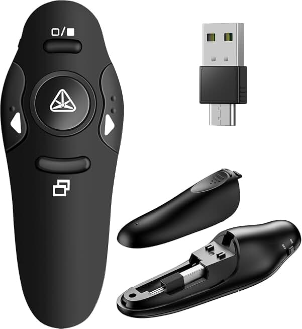 Presentation Remote Clicker, USB A &amp; USB C Wireless Presenter for PowerPoint Presentation Remote, RF 2.4GHz Slide Advancer for Mac, Keynote, Computer, Laptop