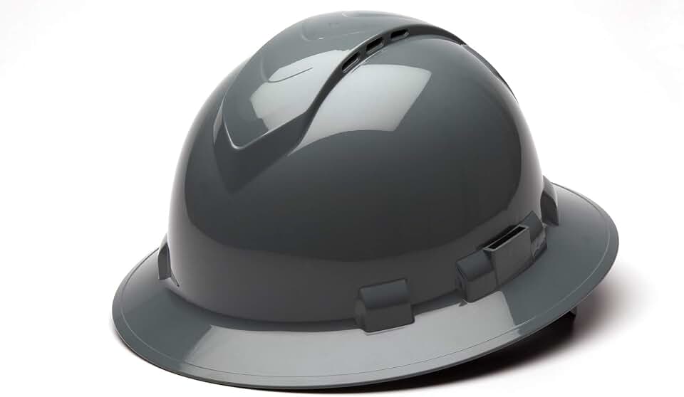 Pyramex Ridgeline Full Brim Hard Hat 4 Point Ratchet Vented