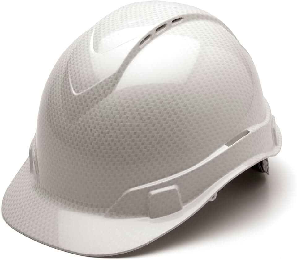 Pyramex Ridgeline Cap Style Hard Hat, 4-Point Ratchet, Vented | Lightweight HDPE shell, Ratchet suspension, Rain trough, Construction &amp; utility, ANSI Z89.1 Type I Class C/G/E