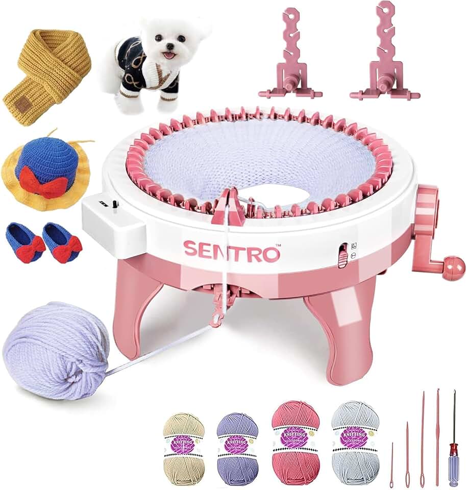 SENTRO Knitting Machine 48 Needles, Smart Circular Knitting Machine, Double Knitting Loom Machine for Adults Beginners,DIY Knitting Board Rotating Machine for Hat, Scarves, Socks