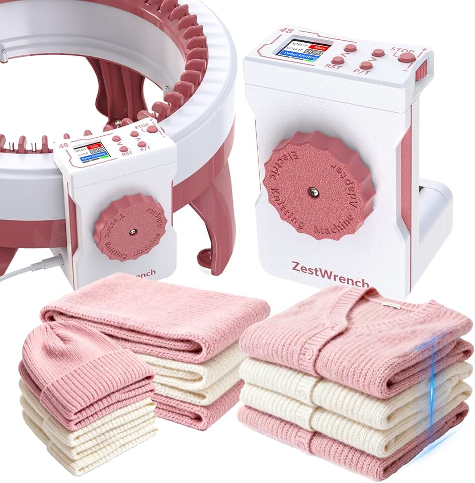 [2025 Upgraded] zestwrench Electric Knitting Machine Adapter for Sentro Knitting Machine 48-Needle, LCD Panel &amp; Row Counter, Flat/Circular Dual Mode, Variable Speed Motor Accessories