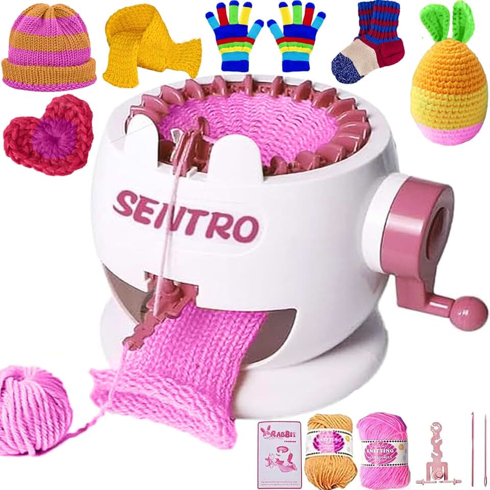 SENTRO Knitting Machine,22 Needles Knitting Machine,Smart Automatic Knitting Loom Machine for Beginners,Kids and Adults,Circular Knitting Crochet Machine Kit for Hat,Socks,Scarves,Glove,Knit Items
