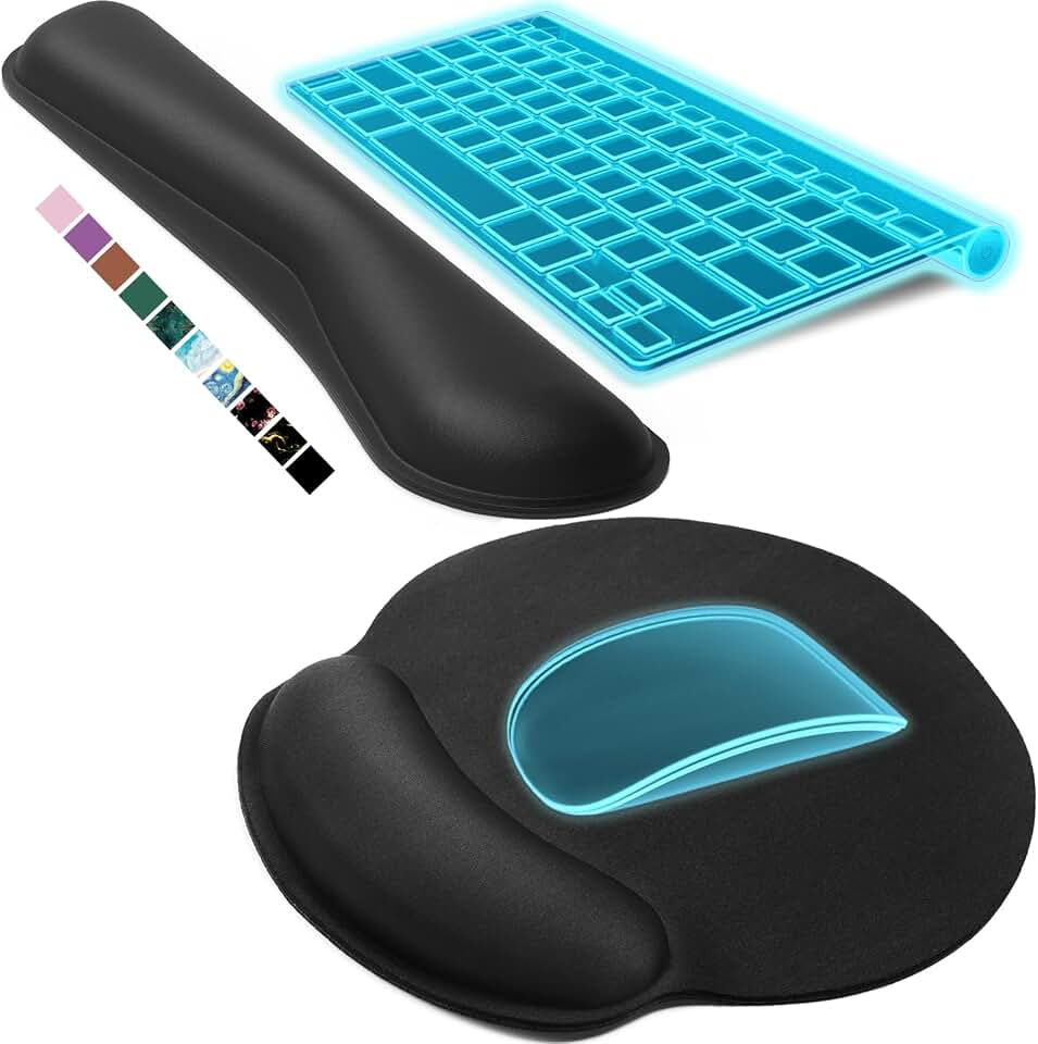 KTRIO Keyboard Wrist Rest &amp; Mouse Pad with Wrist Rest, Black | Memory Foam Wrist Support, Ergonomic Design, Non-Slip Base, Office and Home Use Recycled Claim Standard Blended Recycled Claim Standard 100