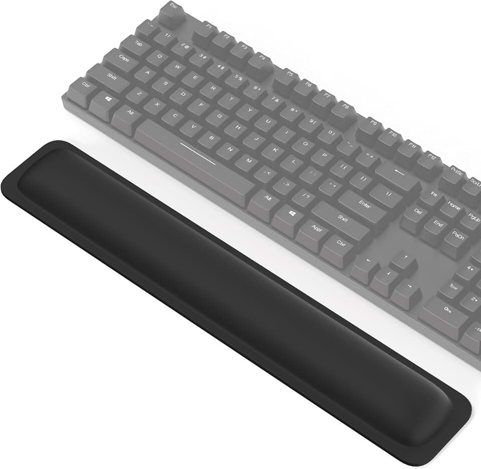 TECKNET Wrist Rest for Computer Keyboard, Thicken Memory Foam Wrist Support Pad for Keyboard, Ergonomic Palm Rest for Pain Relief, Anti-Slip Rubber Base, 17x3.3 in, 1 inch (25mm), Black Global Recycled Standard