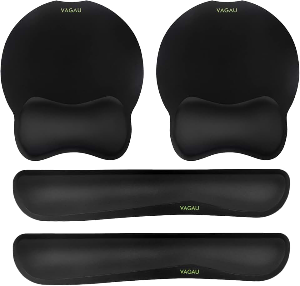 VAGAU Premium Keyboard Wrist Rest and Mouse Pad Wrist Support for 2 Pack | Ergonomic Memory Foam Set for Office, Laptop, Mac, Computer and Gaming, Comfortable Typing &amp;Wrist Pain Relief