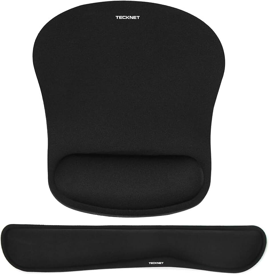 TECKNET Keyboard Wrist Rest and Mouse Pad Set with Wrist Support | Memory Foam Ergonomic Mousepad Rests for Pain Relief, Wrist Rest for Computer Keyboard for Office &amp; Home Global Recycled Standard