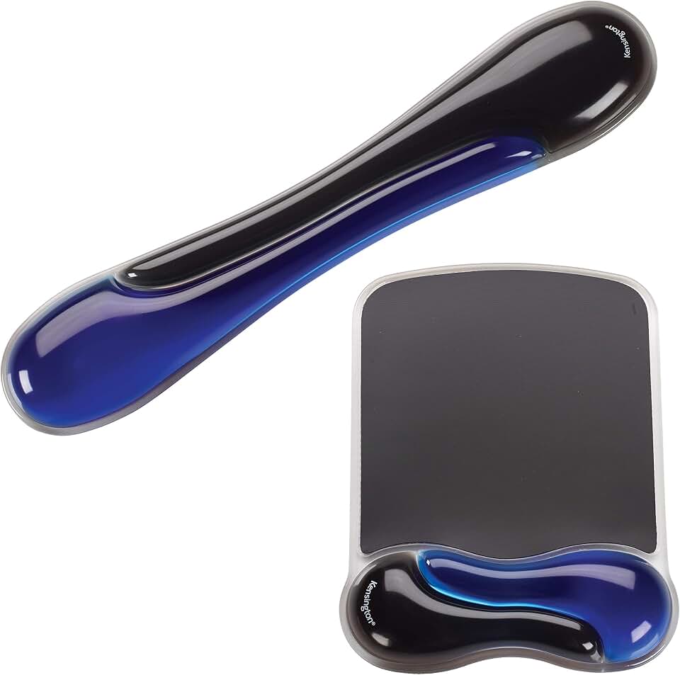 Kensington Duo Gel Mouse &amp; Keyboard Wrist Rest Bundle Set, Ergonomic Keyboard and Mouse Pad With Wrist Support, Keyboard Wrist Rest, Computer Keyboard Pad, Cooling Gel, Non-Skid Backing, Blue K52920WW