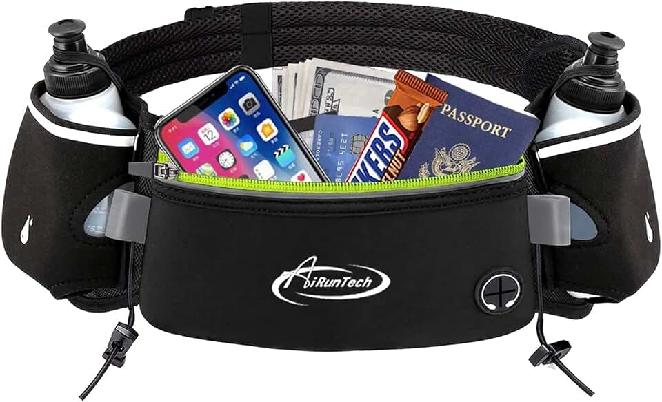 AiRunTech Hydration Running Belt with Water Bottle, Running Fanny Pack for Phone and Wallet Holder, Running Bag Runners Essentials Accessories Marathon Triathlon Walking Jogging Gear Gift