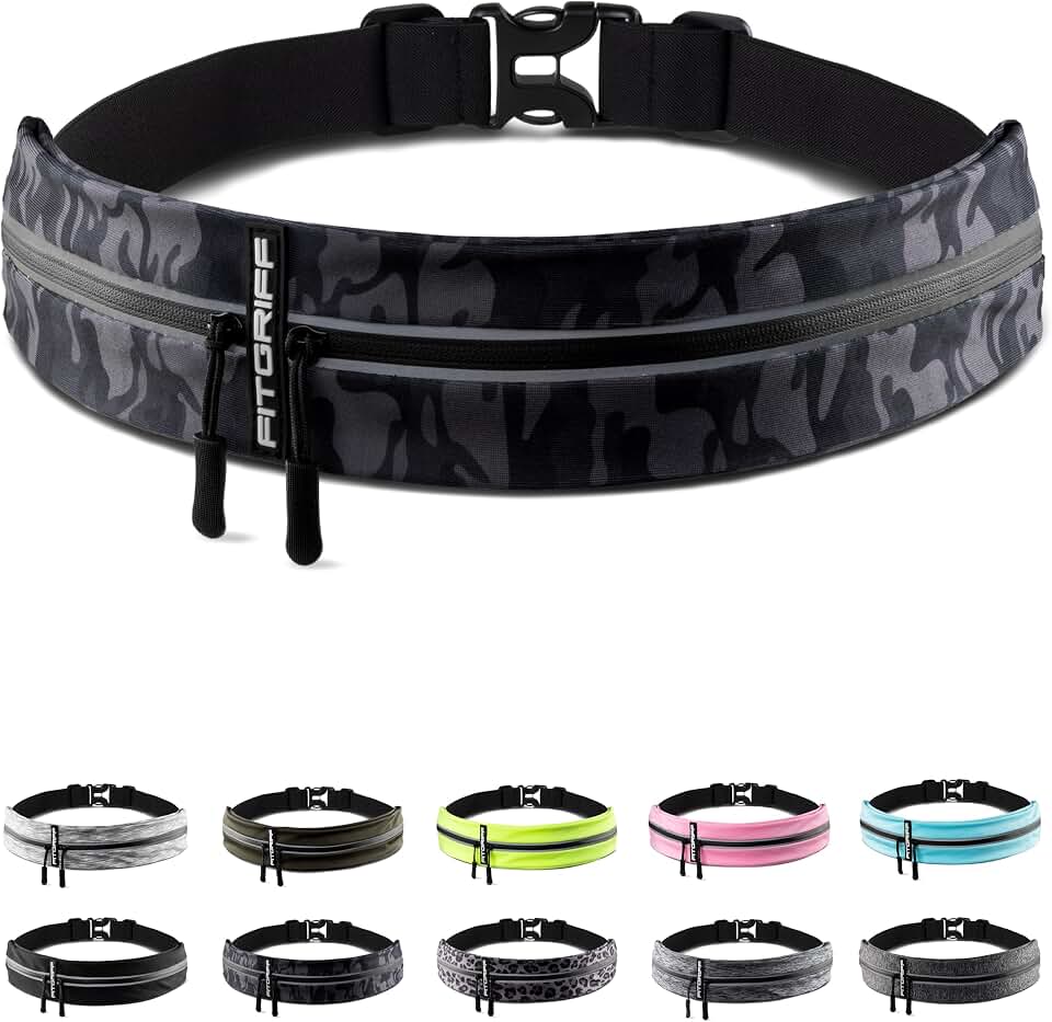 Fitgriff® Running Belt for Men &amp; Women - Secure Jogging Pouch for Phone, Keys &amp; Essentials - For All Cell Phones