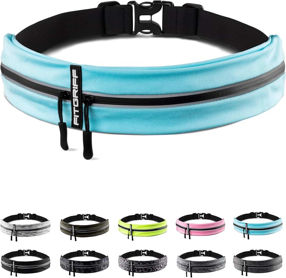 Fitgriff® Running Belt for Men &amp; Women - Secure Jogging Pouch for Phone, Keys &amp; Essentials - For All Cell Phones