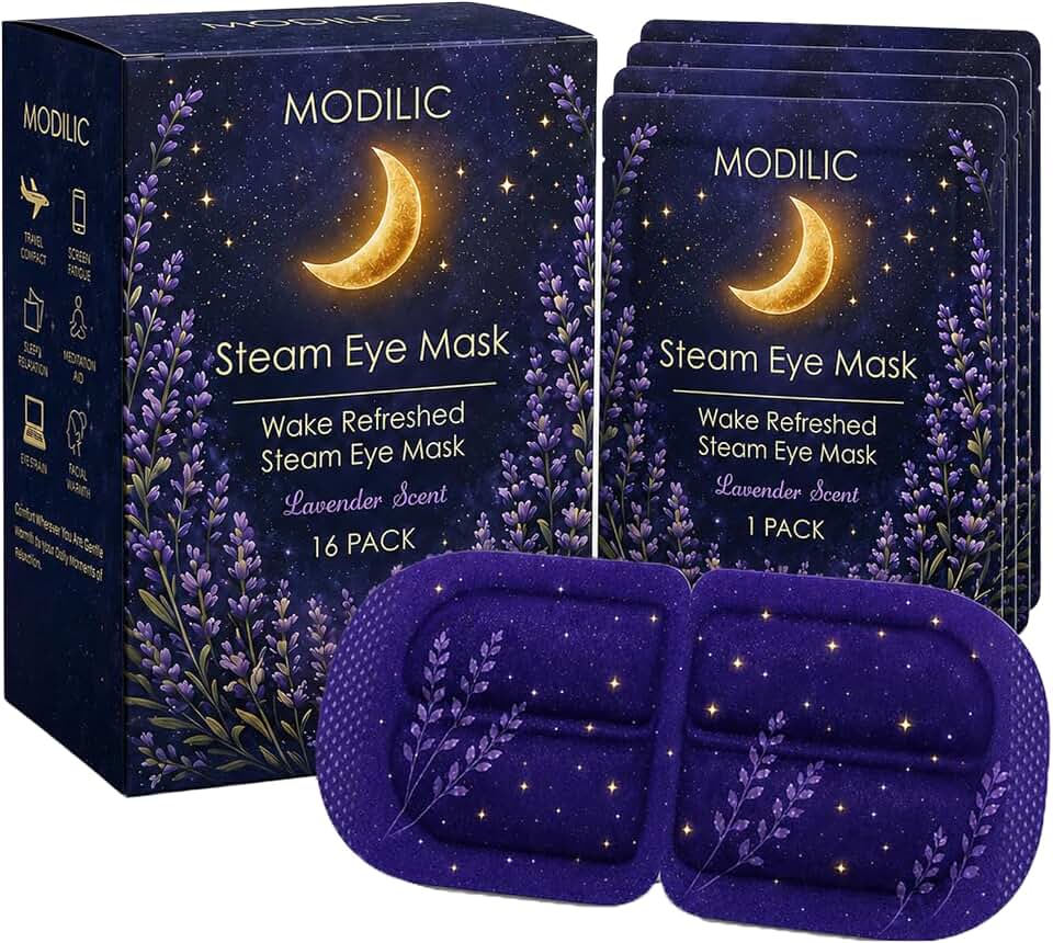 Steam Eye Mask Lavender Scent, Self Heating Warm Eye Masks for Sleeping &amp; Relaxation, Disposable Heated Eye Compress for Dry Eyes, Travel, Screen Time &amp; Spa Care, 16 Pack