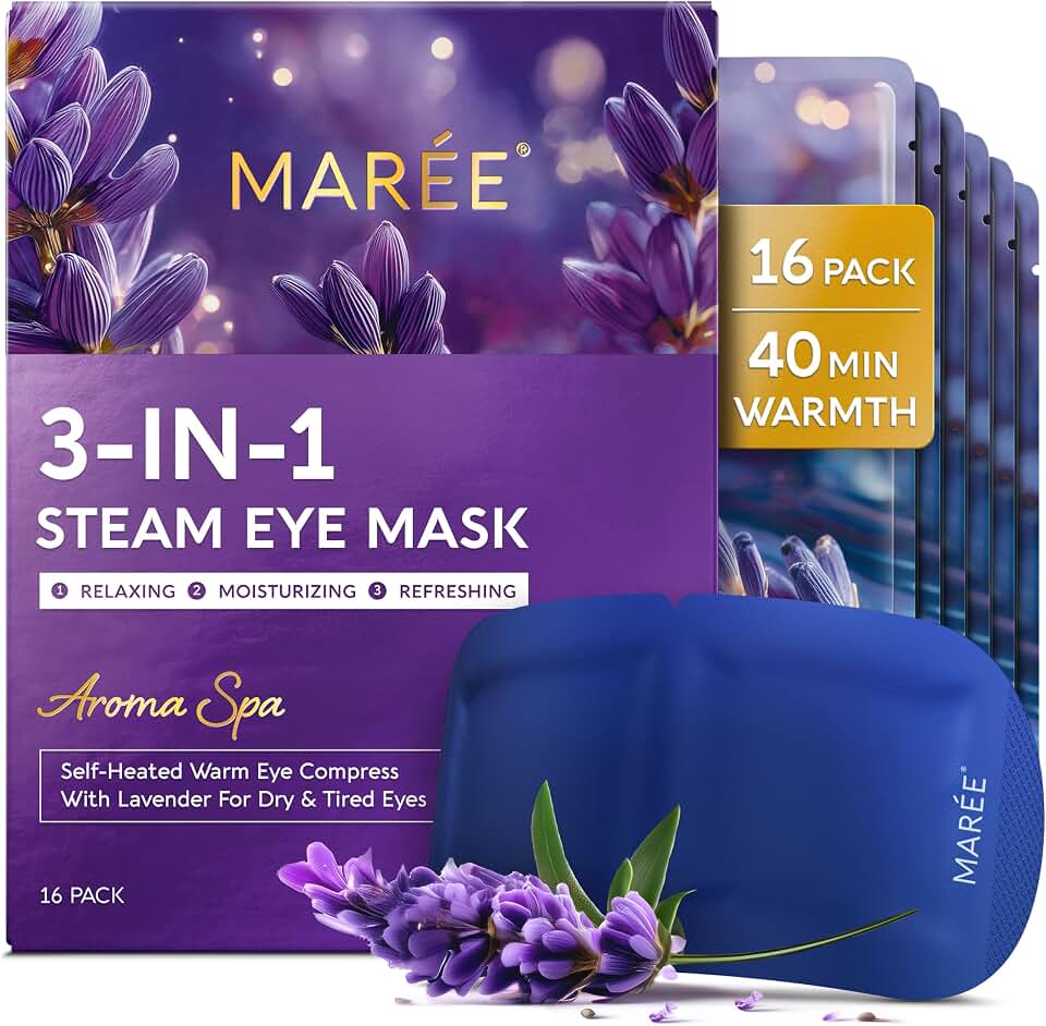 MAREE Heated Eye Masks for Dry Eyes – Facial Steamer Alternative | Steam Eye Mask Disposable - Warm Compress - Spa Gift for Women