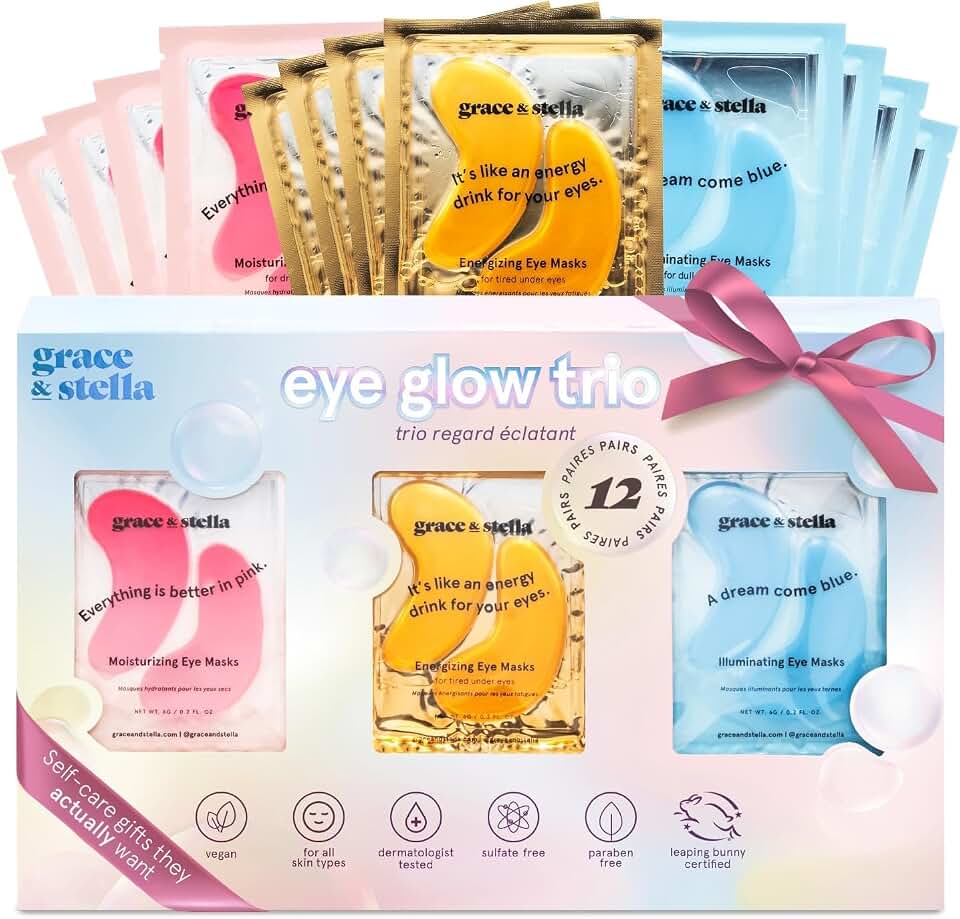 grace &amp; stella Under Eye Patches Eye Masks for Puffy Eyes and Dark Circles | Gifts for Women, Bridesmaids, Birthdays, Bachelorette Party, Self Care Gifts for Women - Vegan Cruelty-Free (12 Pairs) ClimatePartner certified